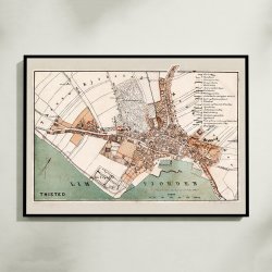 Thisted Bykort 1875 - Farvekort af A. Bull