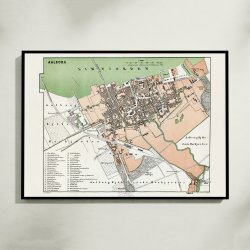 Aalborg 1875 - Farvekort med bygrnse