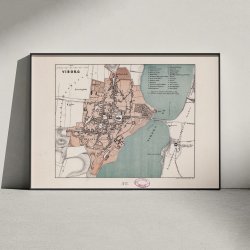 Viborg 1875 - Litografisk bykort