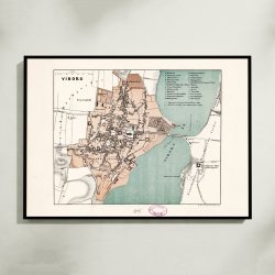 Viborg 1875 - Litografisk bykort