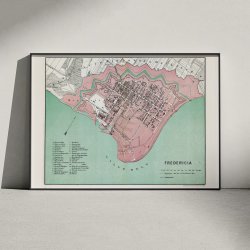 Fredericia 1879 - Bykort med fstningsstruktur