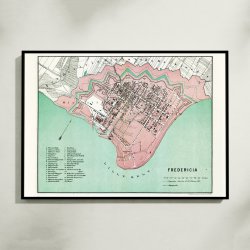 Fredericia 1879 - Bykort med fstningsstruktur