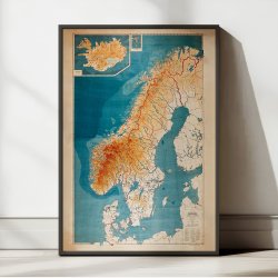 Kort over Danmark, Norge og Sverige 1914 - Geografi