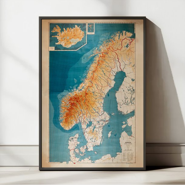 Kort over Danmark, Norge og Sverige 1914 - Geografi