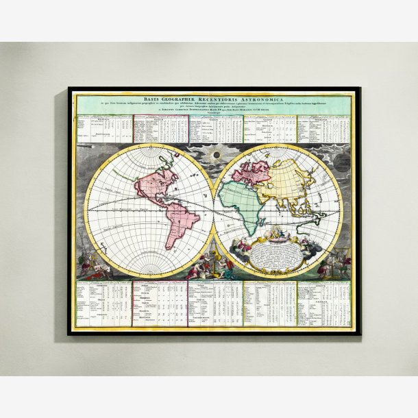 stlig og vestlig halvkugle 1742 - 65x55 cm