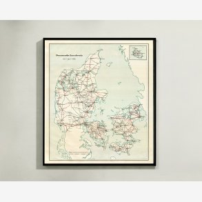 Danmarks Landeveje 1888 - Kort - 60x70 cm