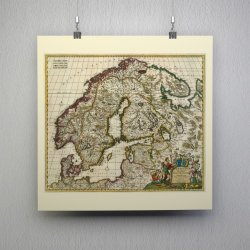 Skandinavien 1680 - Kort og Plakat