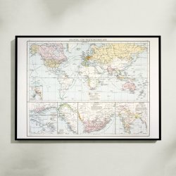 Kolonial- &amp; handelskort 1886 - Verdenskort