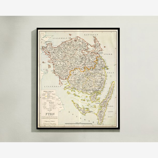 Kaart over Fyen 1895 - 55x68 cm