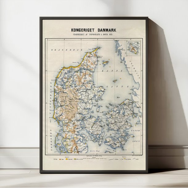 Kongeriget Danmark 1873 - Topografisk kort