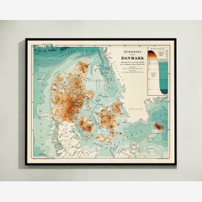 Skovareal i Danmark 1888 - 65x54 cm