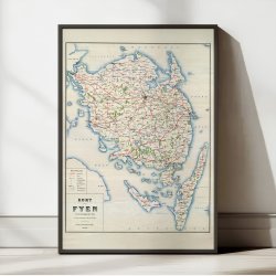 Fyn med omliggende er 1891 - Cykelkort