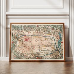 Kort over Kyoto, Japan - 1863