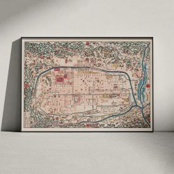 Kort over Kyoto, Japan - 1863